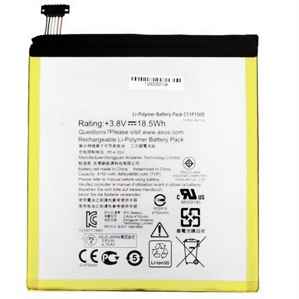 Notebook battery for Asus ZenPad 10 Z300 Series C11P1502  3.8V 4750mAh