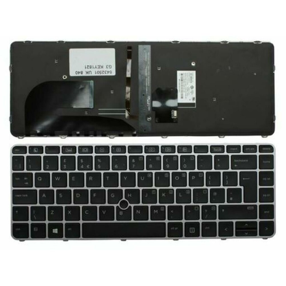 Notebook keyboard for HP EliteBook 745 840 G3 G4 with pointstick backlit frame silver big 'Enter'