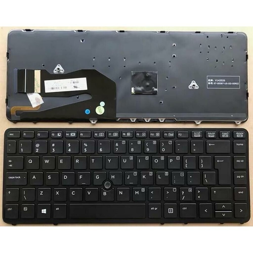 Notebook keyboard for HP EliteBook 840 850 G1 G2 with pointstick black frame backlit big 'Enter'