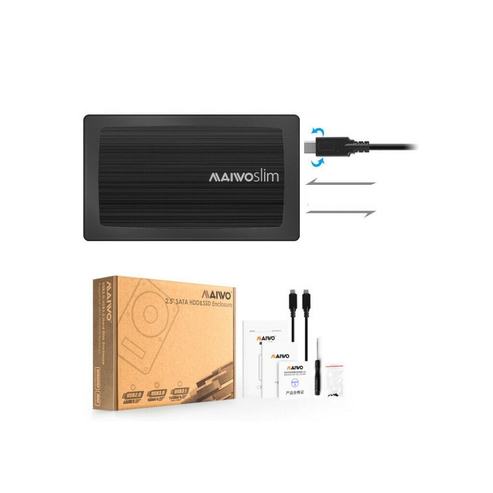 USB3.1 Gen2 (10Gbps) SATA SSD enclosure black color including USB cable type C to C