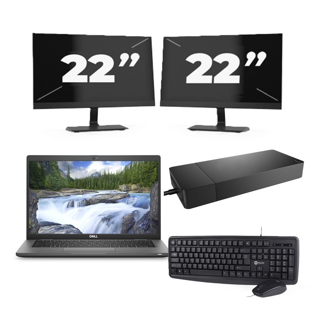 Dell Latitude 7330 - Intel Core i5-12e Generatie - 13 inch - 16GB RAM - 256GB SSD - Windows 11 Home + 2x 22 inch Monitor