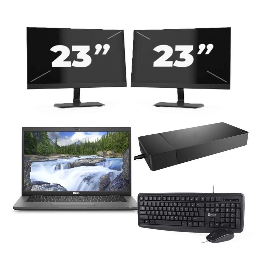 Dell Latitude 7330 - Intel Core i5-12e Generatie - 13 inch - 16GB RAM - 256GB SSD - Windows 11 Home + 2x 23 inch Monitor