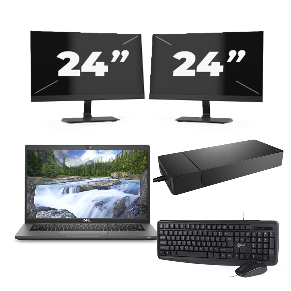Dell Latitude 7330 - Intel Core i5-12e Generatie - 13 inch - 16GB RAM - 256GB SSD - Windows 11 Home + 2x 24 inch Monitor