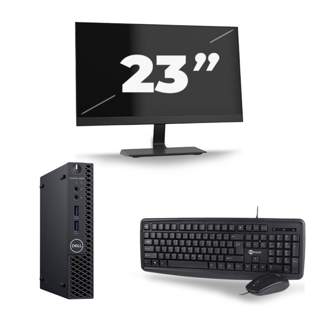 Dell Optiplex 3060 Micro USFF - Intel Core i7-8e Generatie - 8GB RAM - 256GB SSD - Windows 11 + 1x 23 inch Monitor