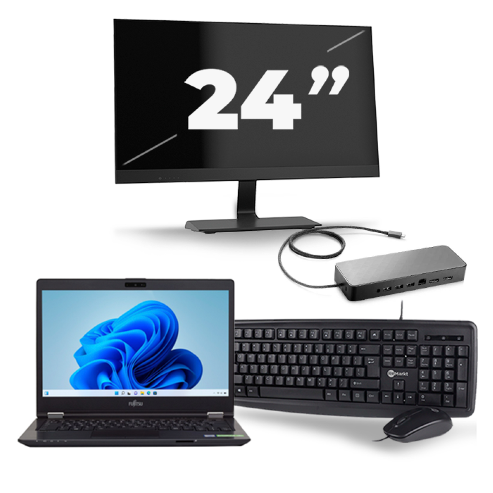 Fujitsu LifeBook U749 - Intel Core i5-8e Generatie - 14 inch - 8GB RAM - 256GB SSD - Windows 11 + 1x 24 inch Monitor