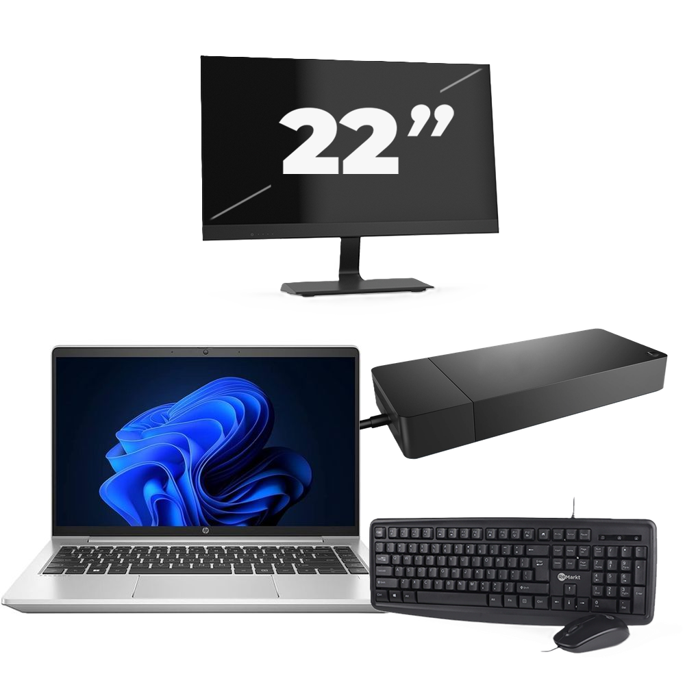 HP ProBook 440 G9 - Intel Core i5-12e Generatie - 14 inch - 8GB RAM - 256GB SSD - Windows 11 Home + 1x 22 inch Monitor