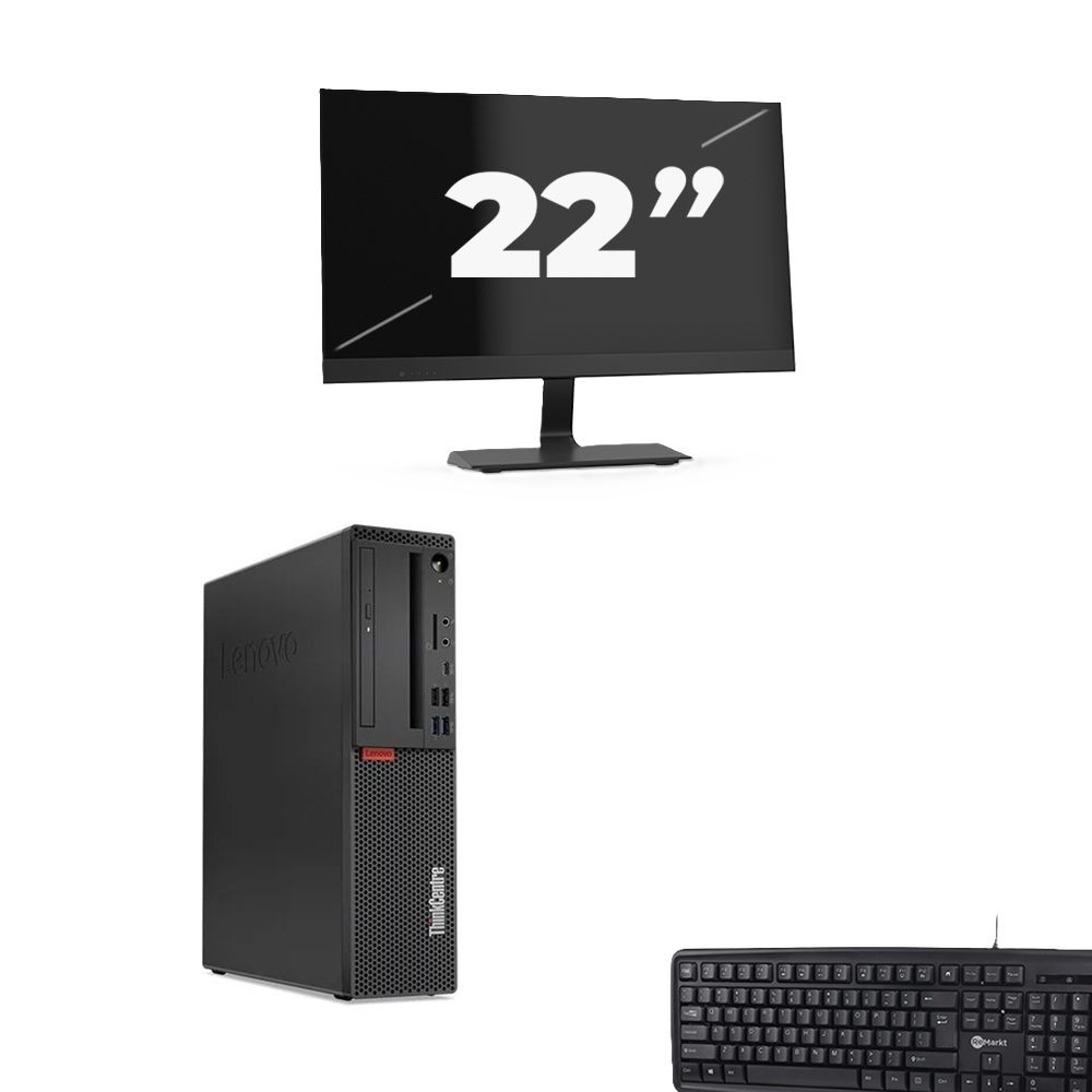 Lenovo ThinkCentre M720s SFF - Intel Core i3-9e Generatie - 8GB RAM - 256GB SSD - Windows 11 + 1x 22 inch Monitor